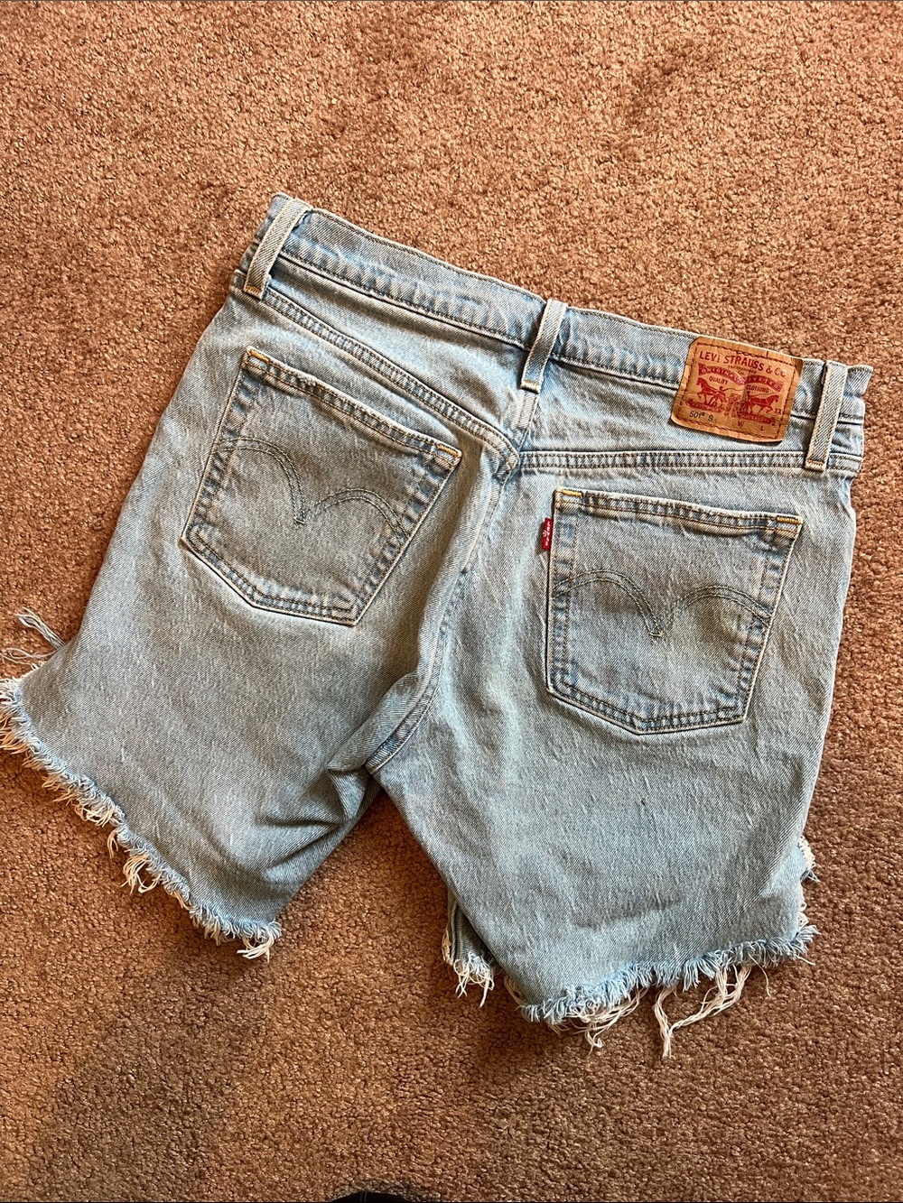 Levi's Light Blue Frayed Hem Denim Shorts